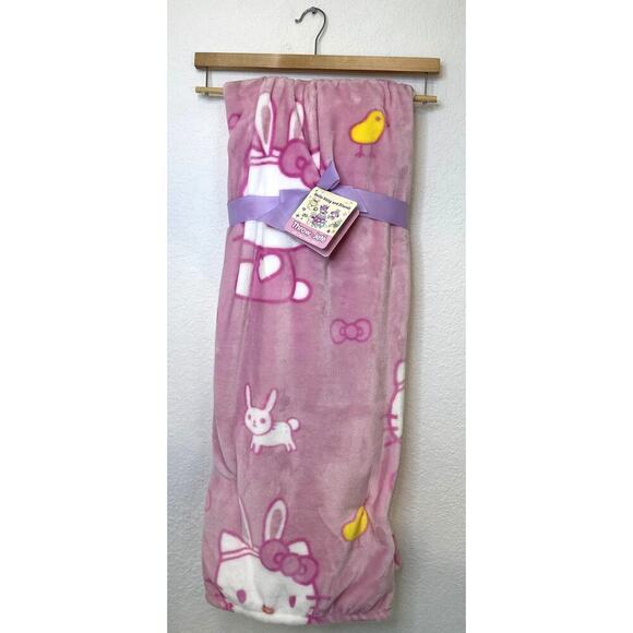 HELLO KITTY and Friends Easter Themed PINK Throw With PINK Bow PEEPS - Picture 2 of 5